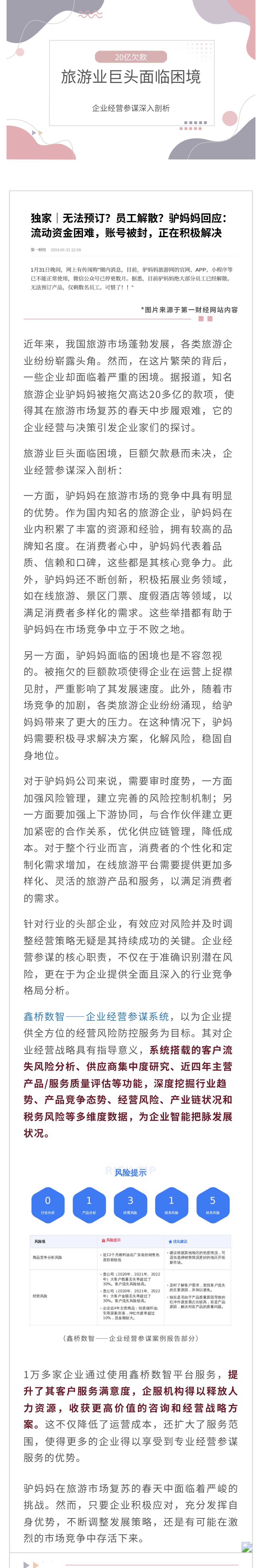 旅游业巨头面临困境：20亿欠款悬而未决，企业经营参谋深入剖析(图1)